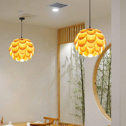 Wooden Scale Globe Pendant Light