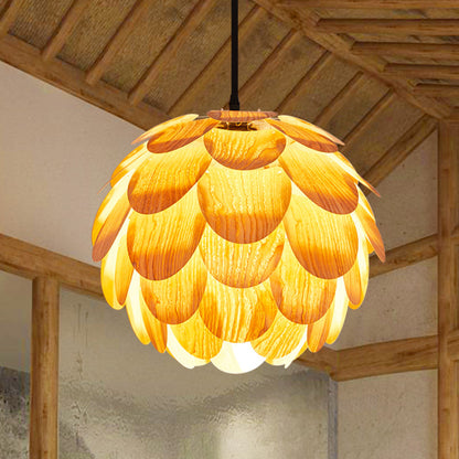 Wooden Scale Globe Pendant Light