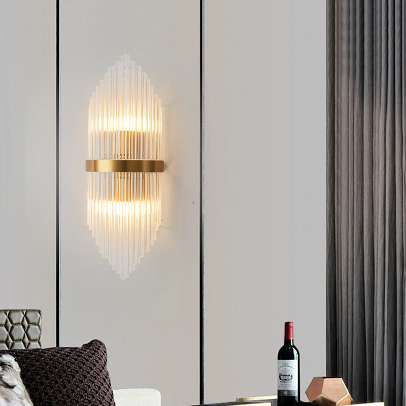 Glass Rod 2-Light Gold Wall Sconce