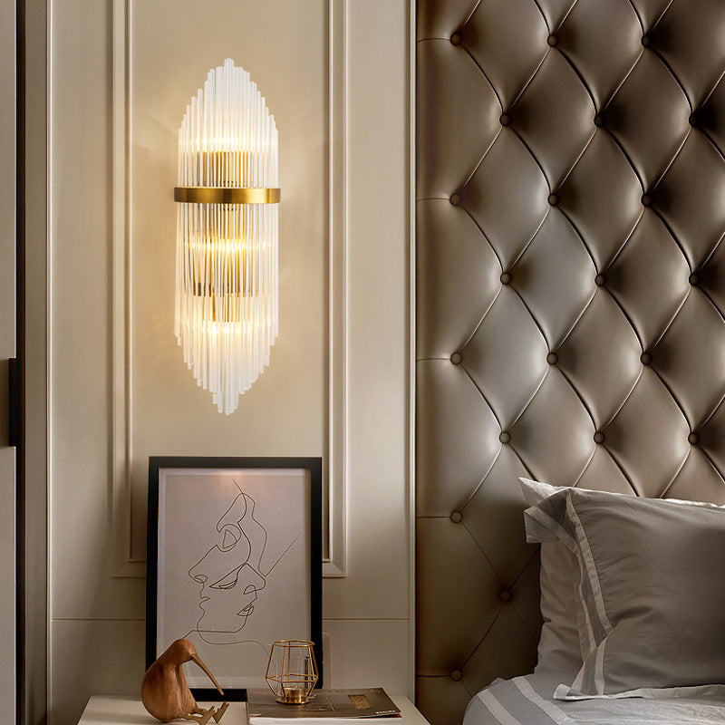 Glass Rod 2-Light Gold Wall Sconce
