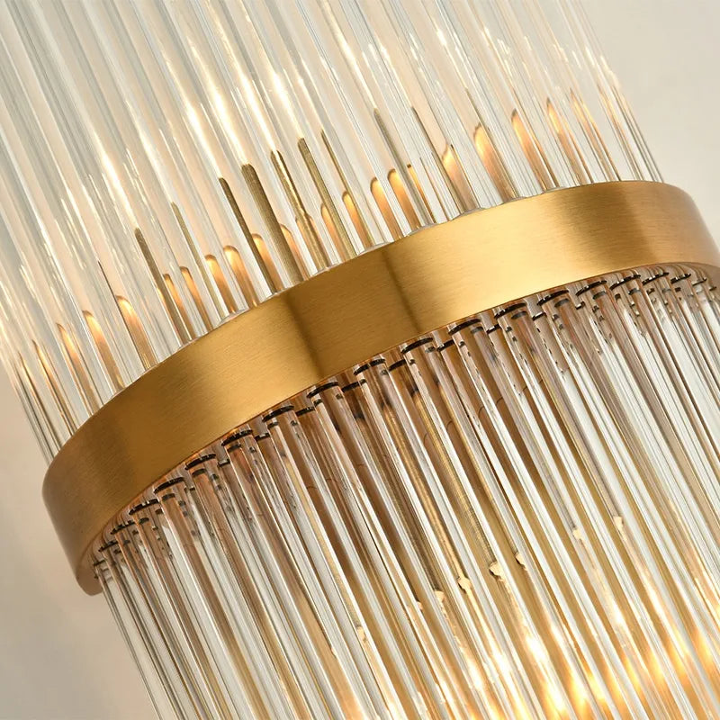 Glass Rod 2-Light Gold Wall Sconce