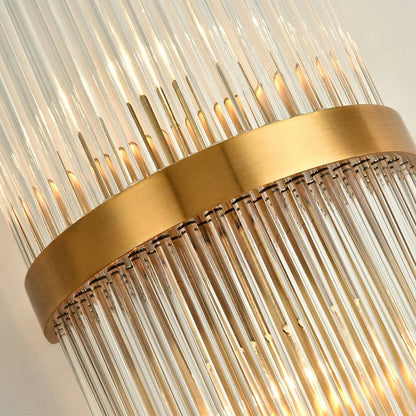 Glass Rod 2-Light Gold Wall Sconce
