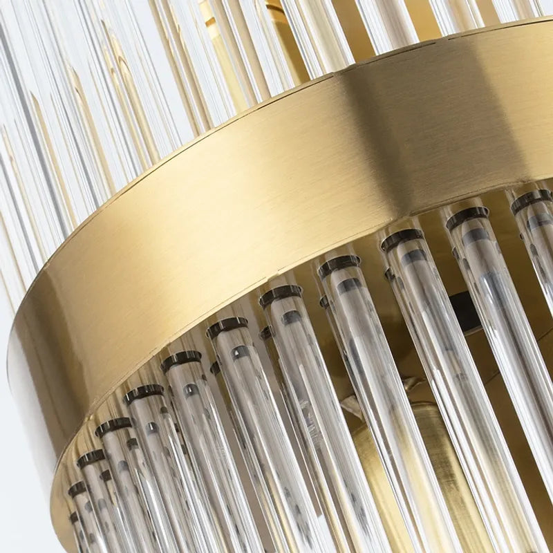 Glass Rod 2-Light Gold Wall Sconce