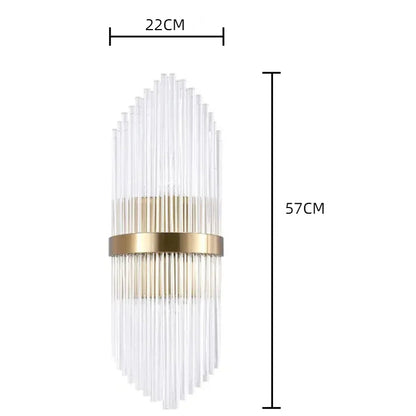 Glass Rod 2-Light Gold Wall Sconce