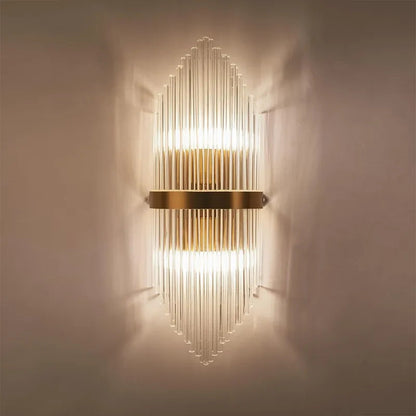 Glass Rod 2-Light Gold Wall Sconce