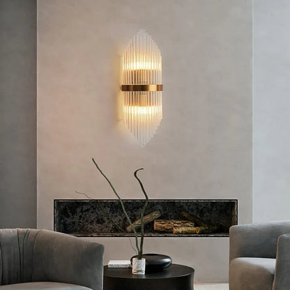 Glass Rod 2-Light Gold Wall Sconce