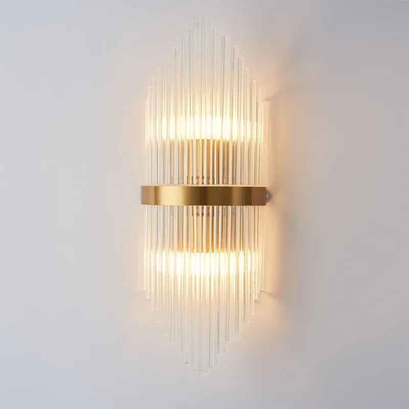 Glass Rod 2-Light Gold Wall Sconce
