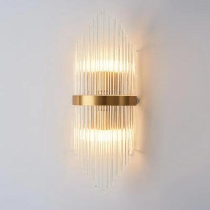 Glass Rod 2-Light Gold Wall Sconce