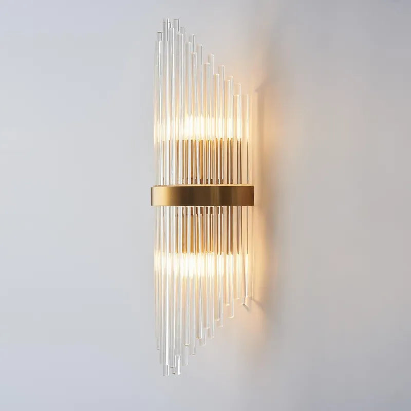 Glass Rod 2-Light Gold Wall Sconce