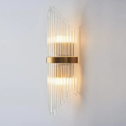 Glass Rod 2-Light Gold Wall Sconce