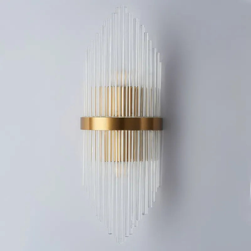 Glass Rod 2-Light Gold Wall Sconce