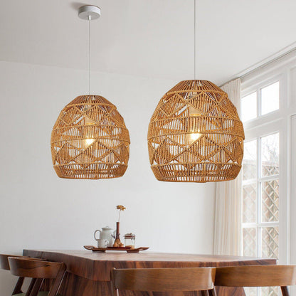 Vintage Rope Pendant Lights Hand-woven-[Modern pendant lighting for bedroom and living space]-Demolights UK