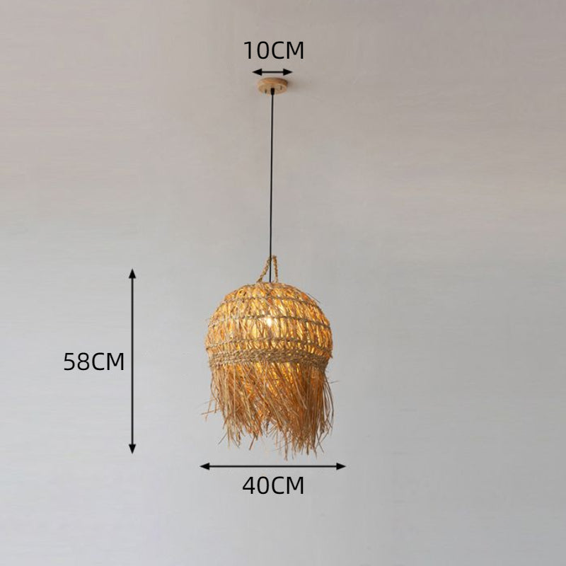 Long Fringe Bamboo Pendant Light