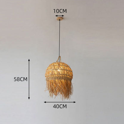 Long Fringe Bamboo Pendant Light