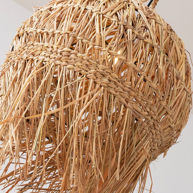 Long Fringe Bamboo Pendant Light