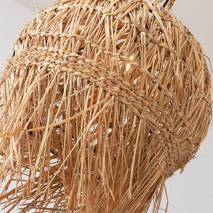 Long Fringe Bamboo Pendant Light