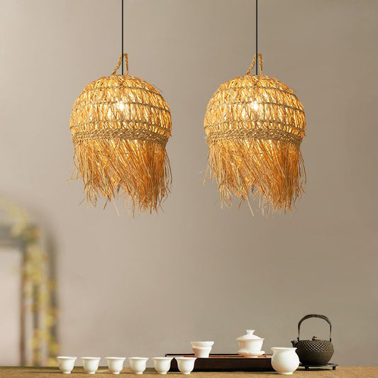 Unique Shade Bamboo Hanging Lighting Modern Style-[Modern pendant lighting for bedroom and living space]-Demolights UK