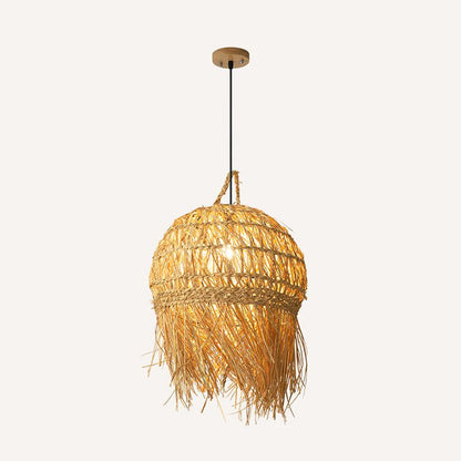 Long Fringe Bamboo Pendant Light