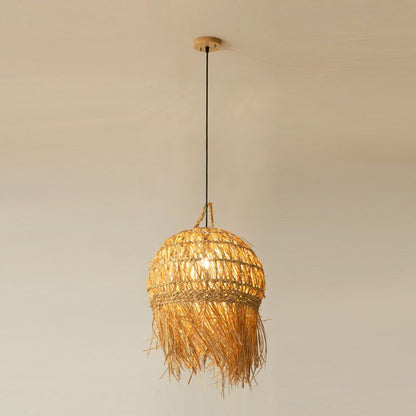 Long Fringe Bamboo Pendant Light