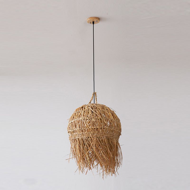 Long Fringe Bamboo Pendant Light