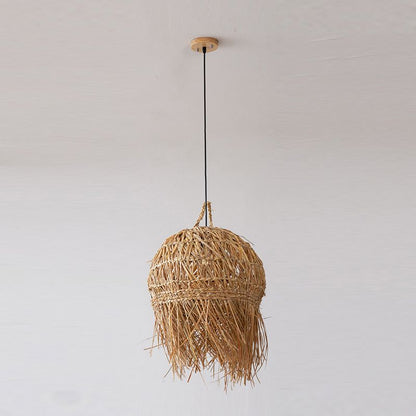 Long Fringe Bamboo Pendant Light