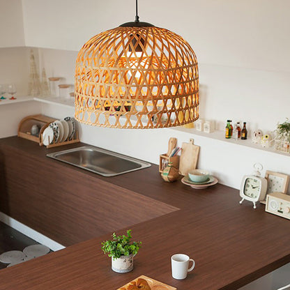 Cross Woven Bamboo Pendant Light