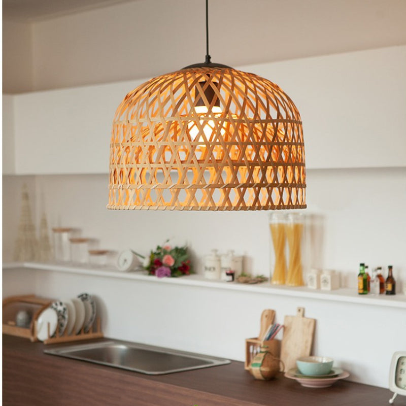 Cross Woven Bamboo Pendant Lighting-[Modern pendant lighting for bedroom and living space]-Demolights UK