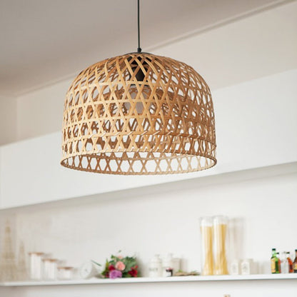 Cross Woven Bamboo Pendant Light