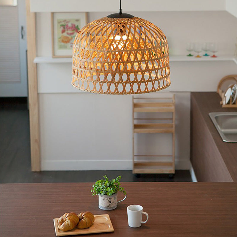 Cross Woven Bamboo Pendant Light