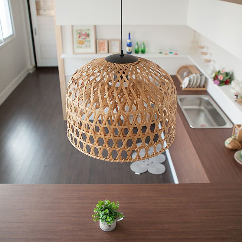 Cross Woven Bamboo Pendant Light