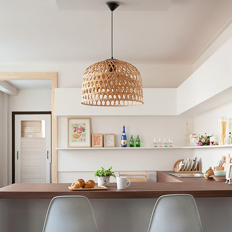 Cross Woven Bamboo Pendant Light