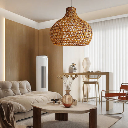 Wicker Jar Lantern Pendant Light