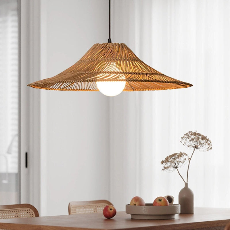 Coastal Rattan Hat Shade Pendant