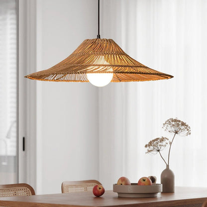 Coastal Rattan Hat Shade Pendant