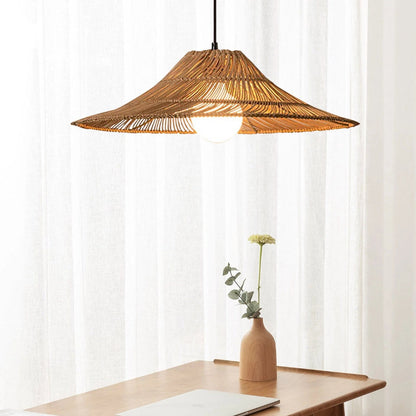 Coastal Rattan Hat Shade Pendant