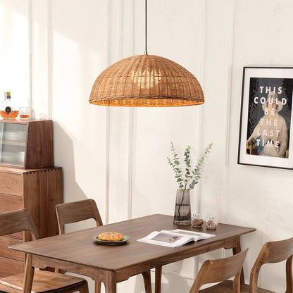 Coastal Rattan Hat Shade Pendant