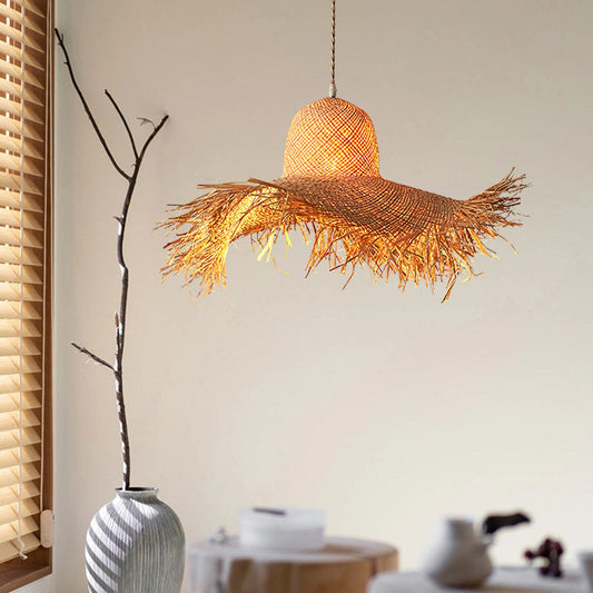 Coastal Style Handmade Straw Hanging Lamp-[Modern pendant lighting for bedroom and living space]-Demolights UK