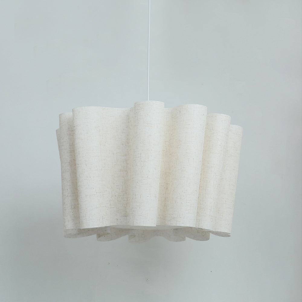 Wavy Ruffled Linen Drum Pendant
