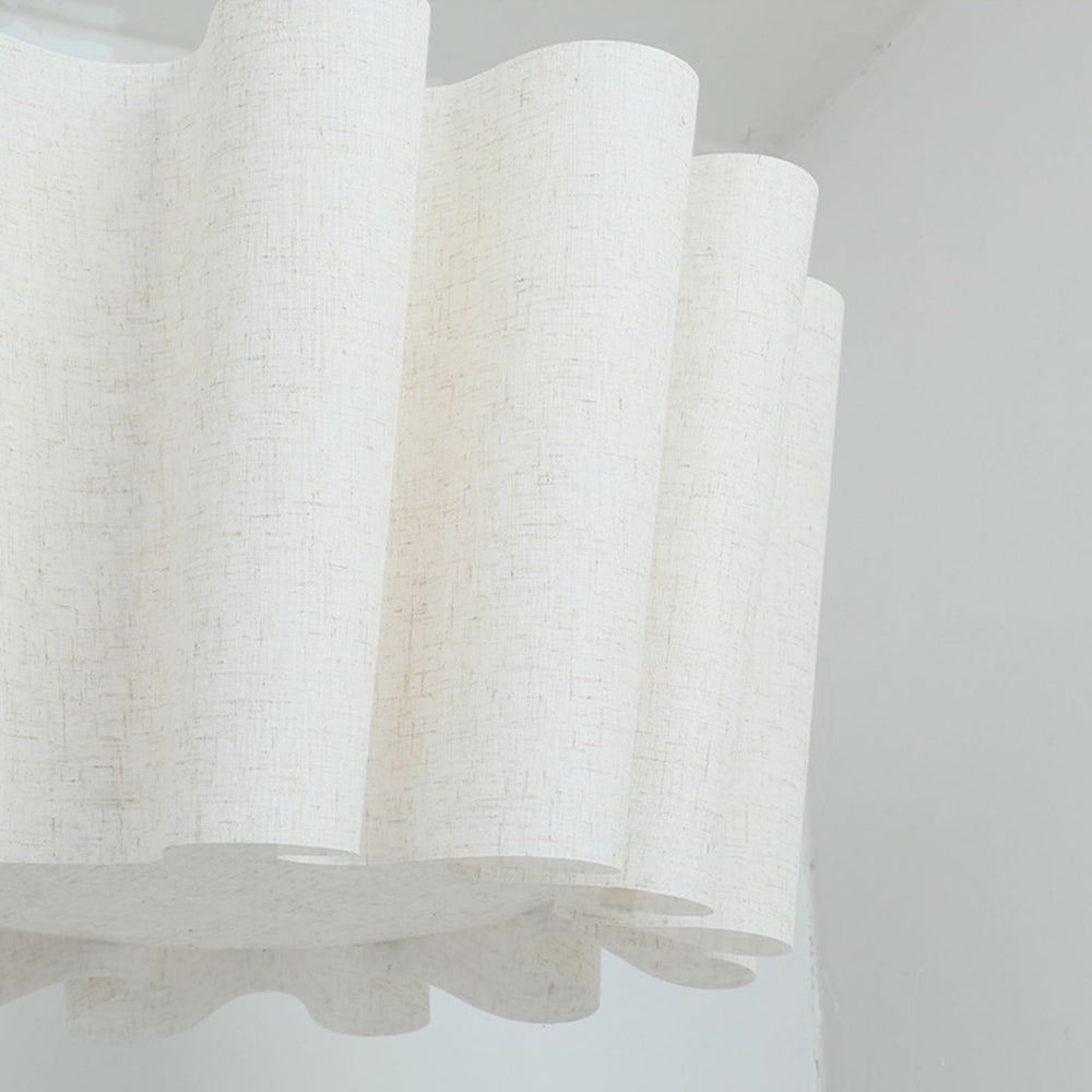 Wavy Ruffled Linen Drum Pendant