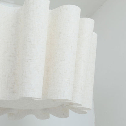 Wavy Ruffled Linen Drum Pendant