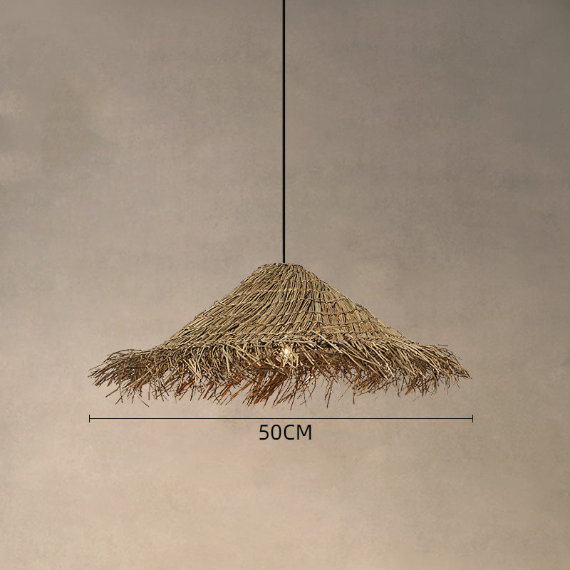 Rattan Tasselled Straw Hat Pendant