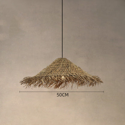 Rattan Tasselled Straw Hat Pendant