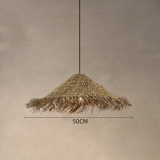 Rattan Tasselled Straw Hat Pendant