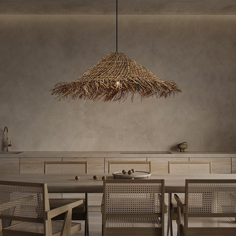 Rattan Tasselled Straw Hat Pendant