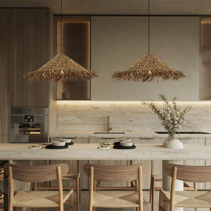 Rattan Tasselled Straw Hat Pendant