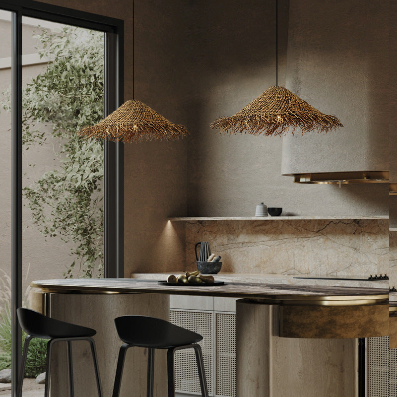 Rattan Tasselled Straw Hat Pendant