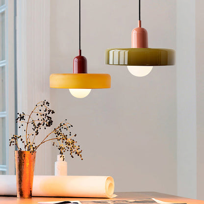 Colourful Glass Brim Shade Pendant