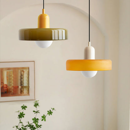 Colourful Glass Brim Shade Pendant