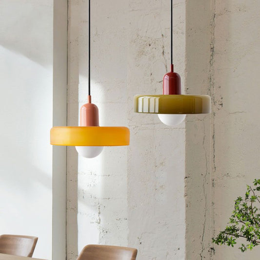 Colourful Glass Brim Shade Pendant