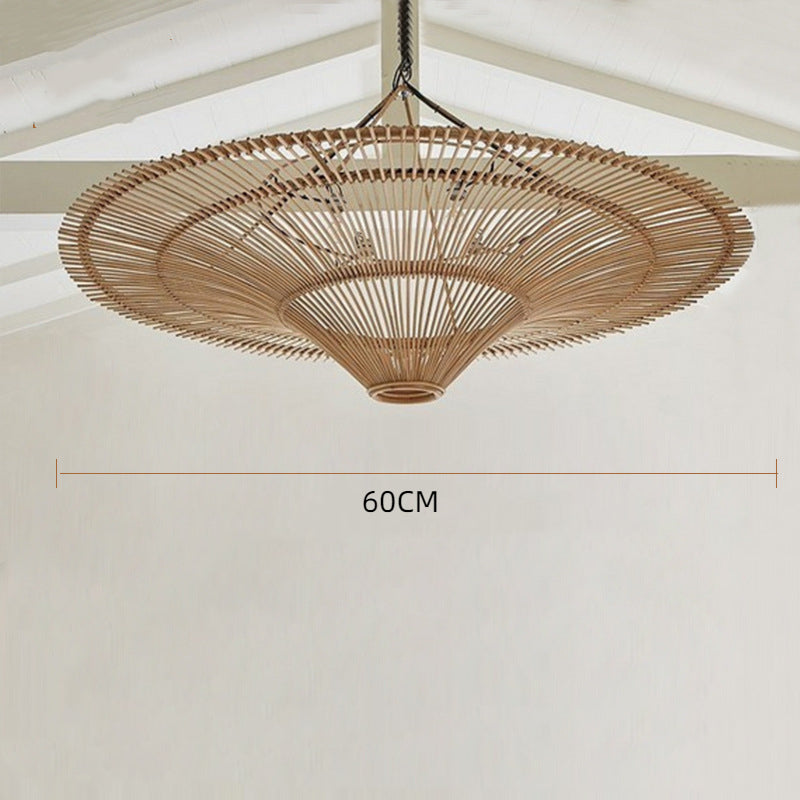 Large Rattan Wide-Brim Hat Pendant